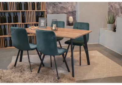 Стол Тринити Лофт 120 25 мм дуб делано темный / черный матовый