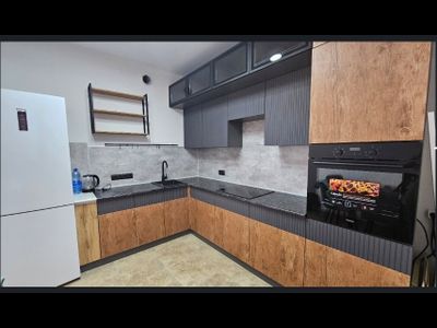 Кухня угловая "МРКГ 200/Оливия" Графит/Экзотическое дерево  3х1.8 м (МР)