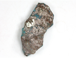 Бирюза с пиритом, необработанный, дикий образец, США, Аризона (32*13*8 мм, 3,5 г) №37589