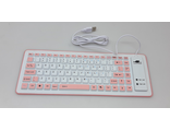 Клавиатура USB силиконовая без русских букв на клавишах бело-розовая (гарантия 14 дней)