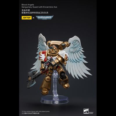 Сангвинарный гвардеец Кровавых Ангелов (Warhammer 40k) - КОЛЛЕКЦИОННАЯ ФИГУРКА 1/18 Blood Angels Sanguinary Guard with Encarmine  Axe (JT6250) - JOYTOY