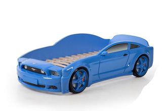 кровать-машина Мустанг 3D синий