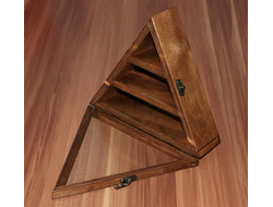 Полочка (Модель 7.1, цвет "Клен", 20*17 *6,5 см) для камней и минералов, стеклянная дверца №12423