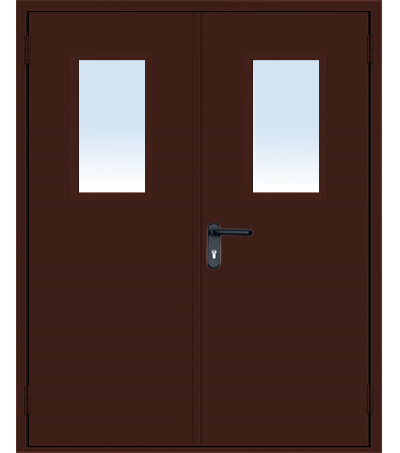 ДВЕРЬ МЕТАЛЛИЧЕСКАЯ ПРОТИВОПОЖАРНАЯ ДВУПОЛЬНАЯ ОСТЕКЛЕННАЯ ДПМ-03 EI-60/90/120