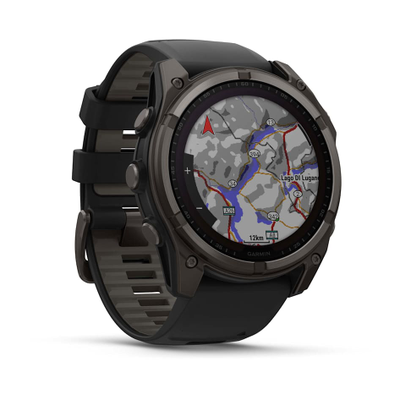 Умные часы Garmin Fenix 8 - 51 мм Solar, Sapphire титановый угольно-серый с DLC-покрытием и черным ремешком (010-02907-11)