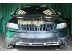 Защита радиатора Skoda Octavia A7 Scout 2013-2017 black