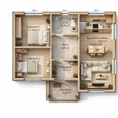 "Семейный очаг" 9 х 6м