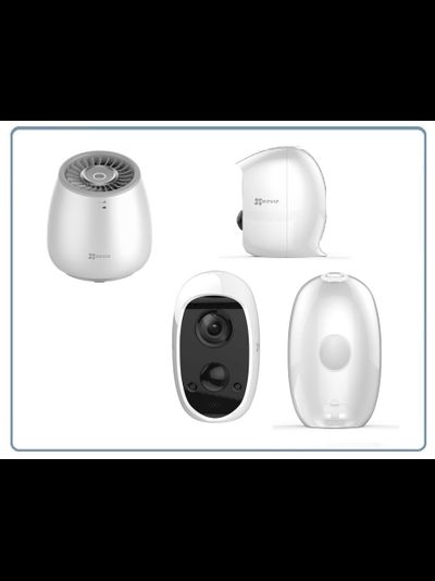 EZVIZ C3A + WLB (CS-C3A-A0-1C2WPMFBR / CS-WLB-EUP) комплект - базовая станция с сиреной + аккумулятор+ поддержка СИМ карт (4G) и беспроводная видеокамера с DVR. Full HD