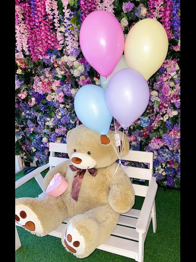 Подарочный набор №9 - Плюшевый мишка 150 см, Шарики 5, Киндер бокс с Рафаэлло