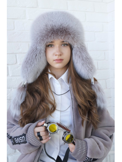 Ушанка "Полярная звезда" цвет белый + кофе с молоком (копия)