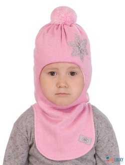 Шапка-шлем "Снежинка"  18101-05, цвет розовый р. 48-50