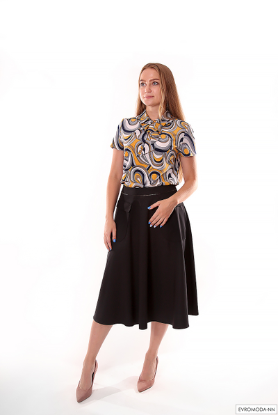 Блузка с жабо принт 813 Pretty One р. 38/ 46 RU