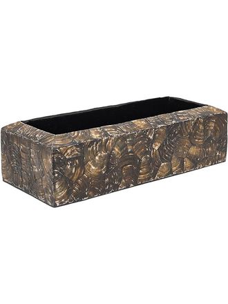 Кашпо Baq Design Oceana cracked pearl table planter rectangle black brown (55 см) с отделкой раковинами устриц