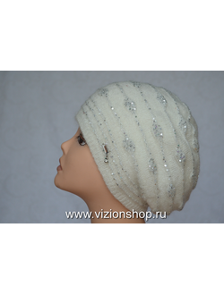 Белоснежный женский берет вязаный зимний италия Vizio зима 2020 фото