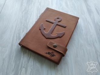 ежедневник ручной работы, подарок руководителю, ежедневник на заказ, подарок моряку, мужской блокнот