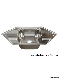 Мойка нержавеющая врезная угловая MIXLINE 50х95 0,8мм выпуск 3 1/2 с сифоном глубина 18см 532313