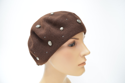 Фетровый берет со стразами Сваровски