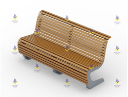 1535 Скамья парковая на металлическом основании со спинкой