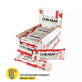 Протеиновый глазированный батончик Chikalab 60 г (Клубника со сливками)