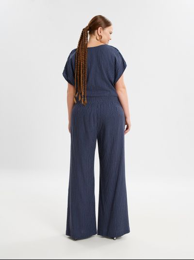 Брюки широкие синего цвета в полоску