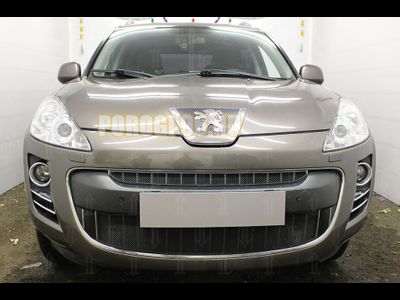 Защита радиатора Peugeot 4007 2007-2013 black верх