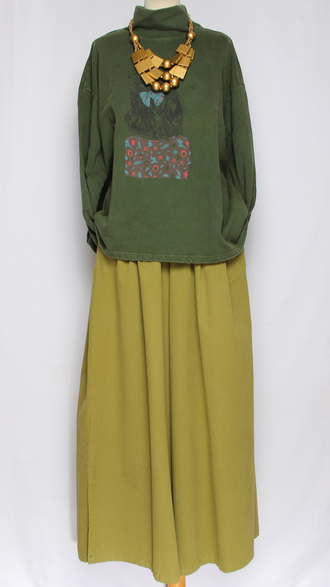 Джемпер вареный хлопок "Девушка"  черный, зеленый, коричневый до р.54