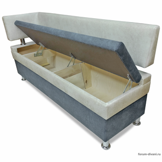 Кухонный ДИВАН "ФОРУМ-4" с боковой спинкой, Серый/Слоновая кость Левый