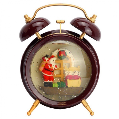 Будильник музыкальный с Елью в шаре со светом, 6,5*14*18 СМ (два вида)