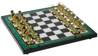 Подарочные шахматы из бронзы с малахитом