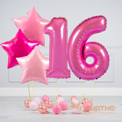 CЕТ ИЗ ВОЗДУШНЫХ ШАРОВ "ОТТЕНКИ ФУКСИИ"