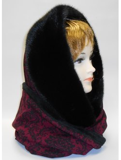 Шапка женская Снуд шарф утепленный натуральный мех норка, арт. Ц-0226