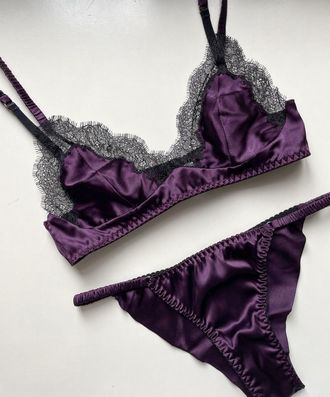 Gigi Plum silk black lace