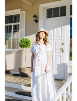 Платье белое льняное в бохо стиле