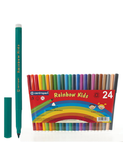 Фломастеры 24 ЦВЕТА CENTROPEN "Rainbow Kids", трехгранные, смываемые, вентилируемый колпачок, 7550/24ET, 7 7550 2402, 2 набора