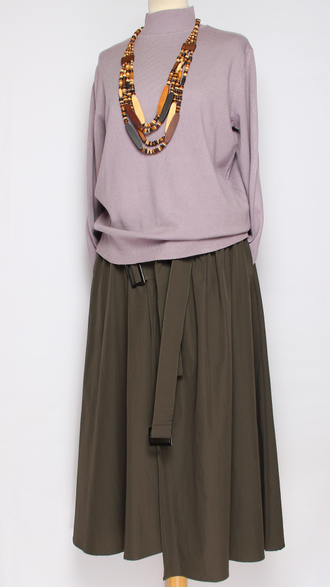 Юбка  "Широкая асимметрия хлястики" хаки до р.52