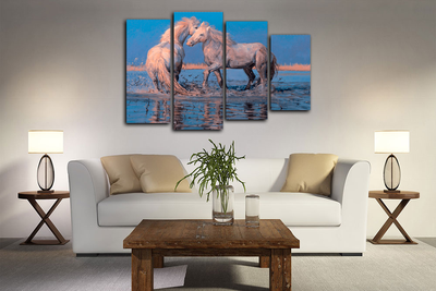 Модульная картина "Белые лошади"