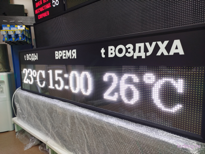 Табло часы-термометр в бассейн 500*1970мм (помещение)