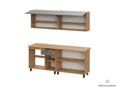 Монако 2,0м Кухонный гарнитур Дуб Золотой / Графит/ Дуб Вотан