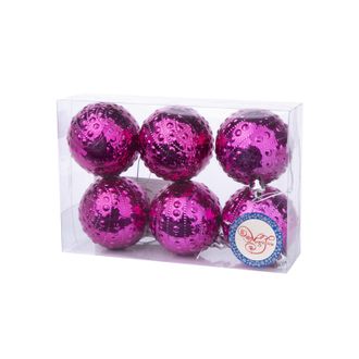 Набор шаров Фиолетово-розовые 6 см 6шт, 17,4х11,6х5,8см, 80691