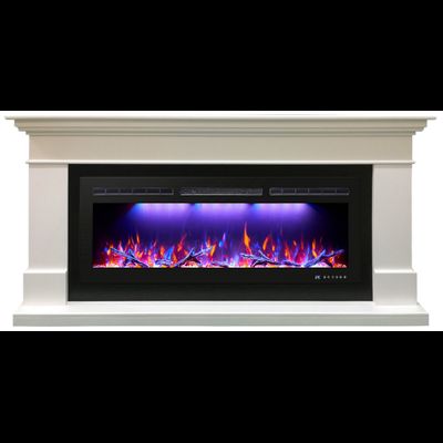 Линейный электрокамин Турин белый с очагом FreeSpace 55 LED FX