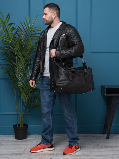 Кожаная дорожная сумка Campora black (арт. 4019-01)