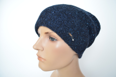 Синяя итальянская шапка для женщин