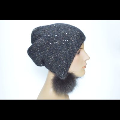 Шапка Vizio 1010 PP 66 ушанка темно коричневая с помпонами