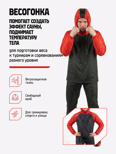 Ветрозащитный костюм на молнии  BRAVEGARD черно-красный (без нанесения)