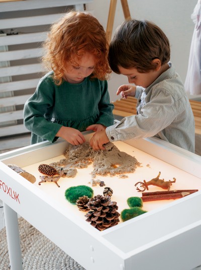 Световой стол-песочница FOXLIK 10-в-1 "Белоснежная"