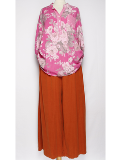 РУБАШКА БОХО "Карман пайетки" розы фуксия, желтая, голубая до р.54