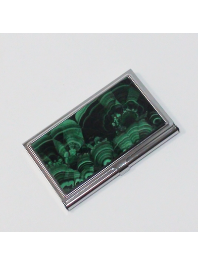 Визитница с камнем малахит