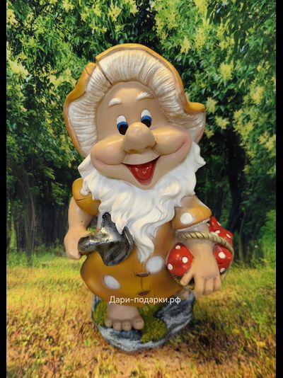 Гном садовник с грибами 53*30см   2,5кг   полистоун пр-во Россия 3187/012590*