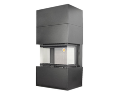 Камин Родос 800 черный / графит / слоновая кость, белый /черный шамот, Экокамин (Россия)