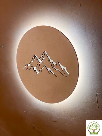 Артборд с подсветкой "ГОРЫ" холодный свет d-45 см